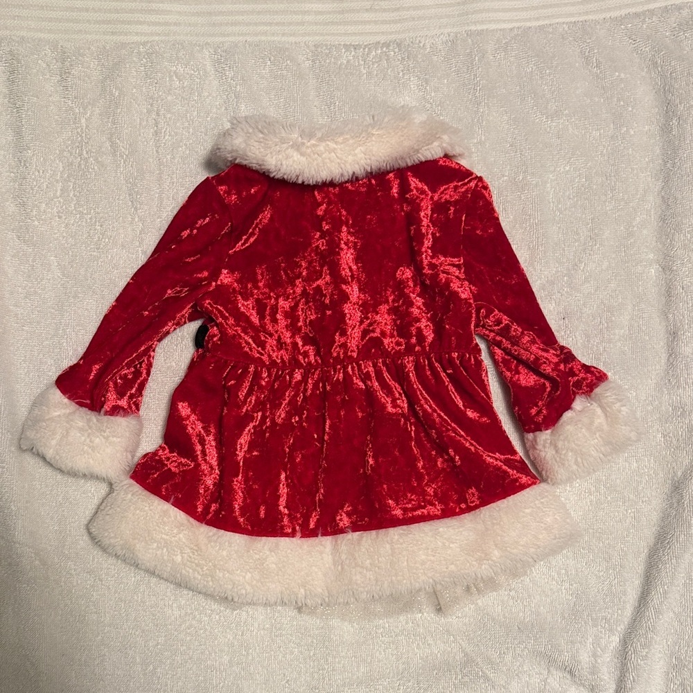 Little Lass Red Velvet dress with White Trim - Picture 5 of 5